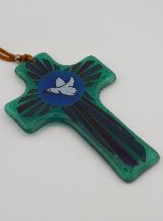 Croix en Verre Colombe de la Paix - 12 cm