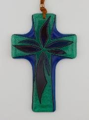 Croix en Verre Artisanale - 12 cm