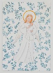 Carte de Baptême - Ange-Gardien Protecteur - Roses Bleu