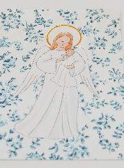 Carte de Baptême - Ange-Gardien Protecteur - Roses Bleu