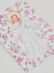 Carte de Baptême - Ange-Gardien Protecteur - Fleurs Roses