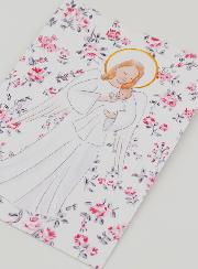 Carte de Baptême - Ange-Gardien Protecteur - Fleurs Roses