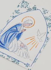 Carte de Baptême - Vierge Marie et Colombe de l'Esprit Saint
