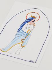 Carte de Baptême - Vierge Couronnée à l'Enfant Jésus - Blanc