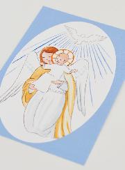 Carte de Baptême - Ange-Gardien Protecteur et Esprit Saint - Bleu Ciel