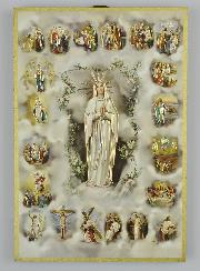 Cadre Icône Notre Dame du Rosaire et Mystères - 15 cm