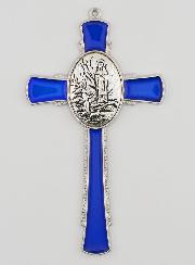 Croix de Lourdes Bleue 10 cm - Médaille des Apparitions