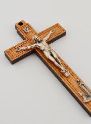 Crucifix en Bois avec Apparitions de Lourdes - Argenté 12 cm