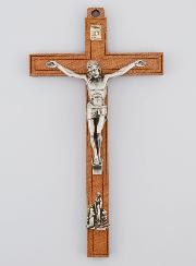 Crucifix en Bois avec Apparitions de Lourdes - Argenté 16 cm