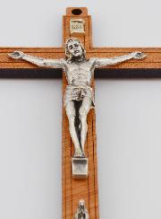 Crucifix en Bois avec Apparitions de Lourdes - Argenté 16 cm