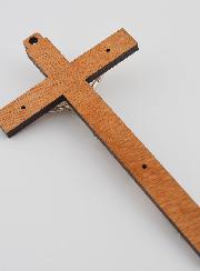 Crucifix en Bois avec Apparitions de Lourdes - Argenté 16 cm