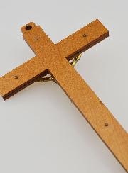 Crucifix en Bois avec Apparitions de Lourdes - Doré 16 cm