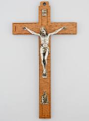 Crucifix en Bois avec Apparitions de Lourdes - Argenté 21 cm