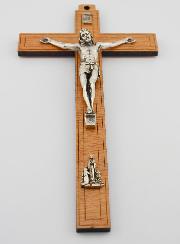 Crucifix en Bois avec Apparitions de Lourdes - Argenté 21 cm