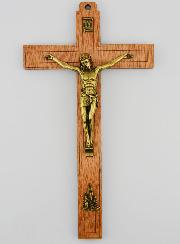 Crucifix en Bois avec Apparitions de Lourdes - Doré 21 cm