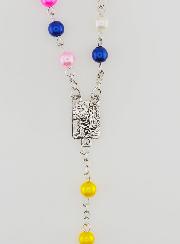 Chapelet en Perles Multicolor sur Chaîne Argenté - 60 cm