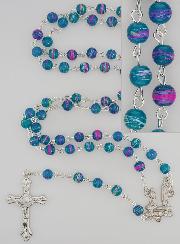 Chapelet de Lourdes en Perles Rouge et Bleu - 60 cm