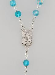 Chapelet de Lourdes Mode en Perles de Cristal Bleu - 60 cm