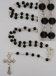 Chapelet de Lourdes en Perles Noires - 50 cm