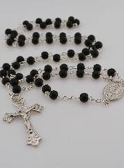 Chapelet de Lourdes en Perles Noires - 50 cm