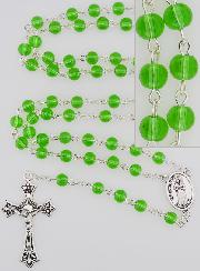 Chapelet de Lourdes en Perles de Cristal Vert - 50 cm