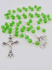 Chapelet de Lourdes en Perles de Cristal Vert - 50 cm
