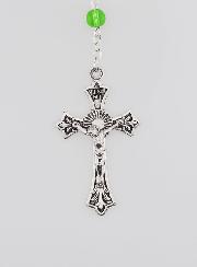Chapelet de Lourdes en Perles de Cristal Vert - 50 cm