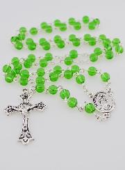 Chapelet Collier Mode en Perles de Cristal Vert de Lourdes - 50 cm