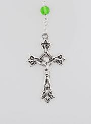 Chapelet Collier Mode en Perles de Cristal Vert de Lourdes - 50 cm