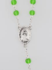 Chapelet Collier Mode en Perles de Cristal Vert de Lourdes - 50 cm