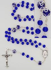 Chapelet de Lourdes en Perles de Cristal Bleu - 55 cm