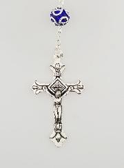 Chapelet de Lourdes en Perles de Cristal Bleu - 55 cm
