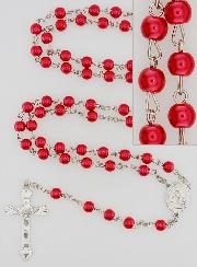 Chapelet de Lourdes en Perles Rouges - 60 cm