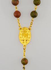 Chapelet Plaqué Or et Perles en Unakite Véritable