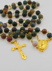 Chapelet Or en Perles d'Agate Véritable
