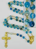 Chapelet Plaqué Or et Perles d'Agate Véritable