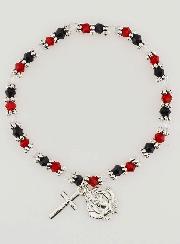 Bracelet Religieux Perles Rouges - Médaille et Croix de Lourdes