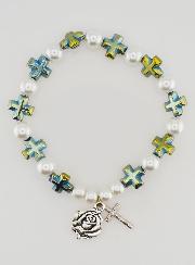 Bracelet Dizainier Perles et Croix en Nacre Verte