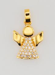 Pendentif Ange-Gardien en Plaqué Or et Diamants Strass - 15 mm