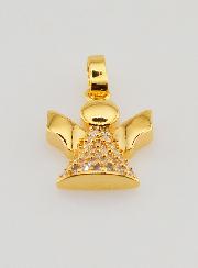 Pendentif Ange-Gardien en Plaqué Or et Diamants Strass - 15 mm