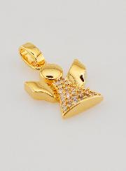 Pendentif Ange-Gardien en Plaqué Or et Diamants Strass - 15 mm