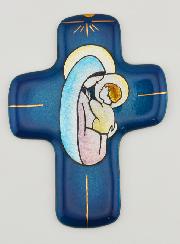 Croix Vierge à l'Enfant Jésus en Emaux