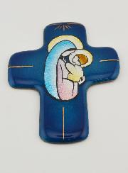 Croix Vierge à l'Enfant Jésus en Emaux