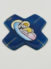 Croix Vierge à l'Enfant Jésus Carrée en Emaux