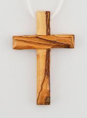 Croix d'Aube de Communion en Bois d'Olivier avec Cordon