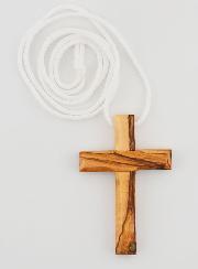 Croix d'Aube de Communion en Bois d'Olivier avec Cordon