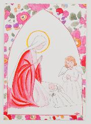 Image de Baptême - Vierge Marie et Ange-Gardien