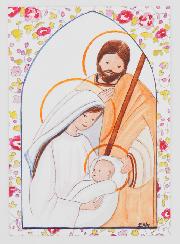 Image de Baptême - Sainte Famille - Rose
