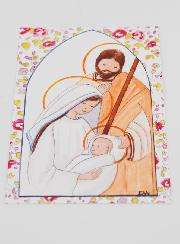 Image de Baptême - Sainte Famille - Rose