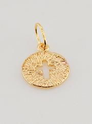 Médaille de Baptême Croix en Plaqué Or 18 Carats